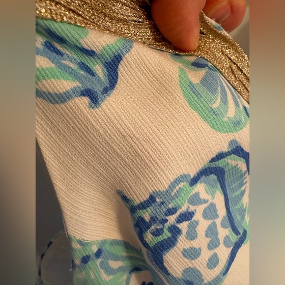 Lilly Pulitzer White and Blue Mini Dress with Gold Accents - Picture 9 of 9